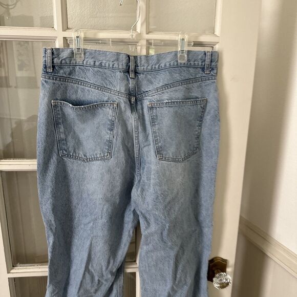 Zara Jeans Women's 14 High Waisted Light Wash Ripped Wide Leg - Picture 10 of 11